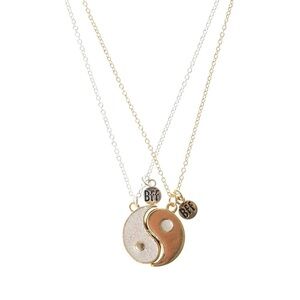 Claire's Best Friends Gold-tone & Silver-tone BFF Yin Yang Necklaces, 2 pack set